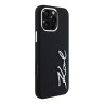 Karl Lagerfeld для iPhone 16 Pro чехол Liquid silicone Signature Metal logo & Camera frame Hard Black