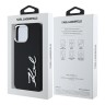 Karl Lagerfeld для iPhone 16 Pro чехол Liquid silicone Signature Metal logo & Camera frame Hard Black