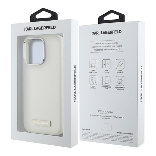 Karl Lagerfeld для iPhone 16 Pro Max чехол PU-кожа Grained Full Wrapped Beige (MagSafe)