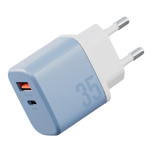 Energea СЗУ Bazic GoPort Velox Kit GaN35, USB-C+USB-A +кабель Weave USB-C to C 1.5m Bubblegum