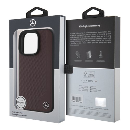 Mercedes для iPhone 16 Pro Max чехол Leather Textured Wood Imitation Hard Red (MagSafe)