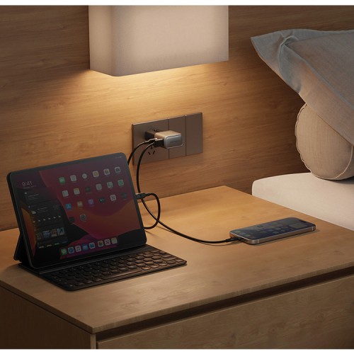 Energea СЗУ TravelGo adapter 35, USB-C + USB-A, PD35W/PPS33W Gunmetal