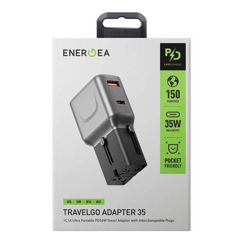 Energea СЗУ TravelGo adapter 35, USB-C + USB-A, PD35W/PPS33W Gunmetal