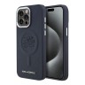 Karl Lagerfeld для iPhone 15 Pro Max чехол PU-кожа Initials & Metal logo Hard Navy (MagSafe)