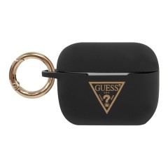 Чехол Guess Silicone case Triangle logo с кольцом для Airpods Pro, черный