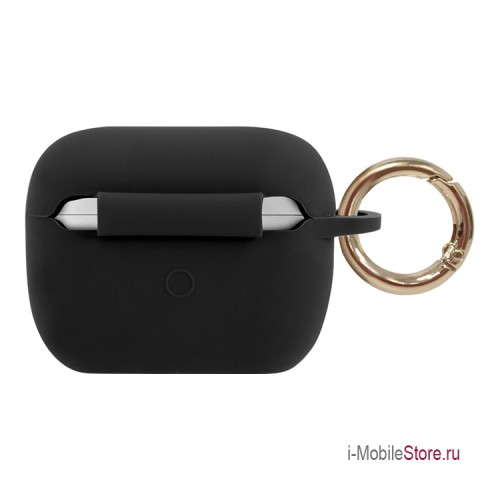 Чехол Guess Silicone case Triangle logo с кольцом для Airpods Pro, черный