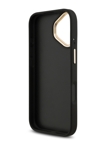 Guess для iPhone 17 чехол PU 4G Big metal logo Gold camera Hard Black
