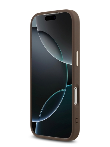 Guess для iPhone 17 Pro Max чехол PU 4G Big metal logo Gold camera Hard Brown