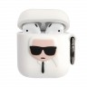 Чехол Karl Lagerfeld Silicone с кольцом для Airpods 1/2, белый
