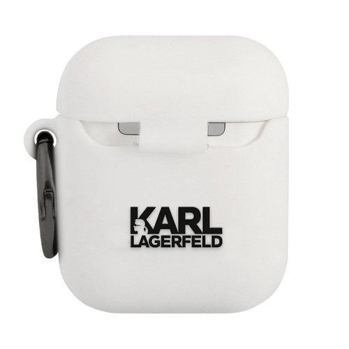 Чехол Karl Lagerfeld Silicone с кольцом для Airpods 1/2, белый