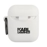 Чехол Karl Lagerfeld Silicone с кольцом для Airpods 1/2, белый