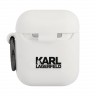 Чехол Karl Lagerfeld Silicone с кольцом для Airpods 1/2, белый