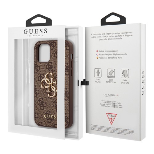 Чехол Guess 4G Big metal logo Hard для iPhone 12 Pro Max, коричневый