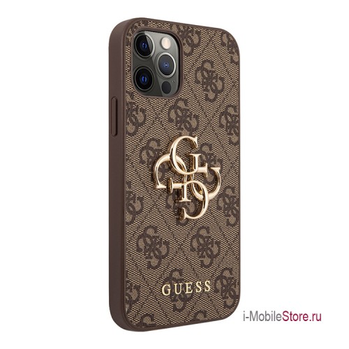 Чехол Guess 4G Big metal logo Hard для iPhone 12 Pro Max, коричневый
