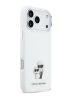 Karl Lagerfeld для iPhone 17 Pro Max чехол Liquid silicone NFT Karl & Choupette Metal pin & Camera Hard White