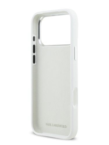 Karl Lagerfeld для iPhone 17 Pro Max чехол Liquid silicone NFT Karl & Choupette Metal pin & Camera Hard White