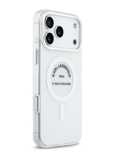 Karl Lagerfeld для iPhone 17 Pro чехол IML RSG logo Metal camera Hard Transparent (MagSafe)