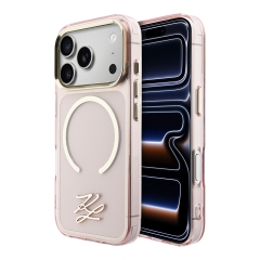 Karl Lagerfeld для iPhone 17 Pro чехол IML Initials Metal logo &amp; Camera Hard Pink (MagSafe)