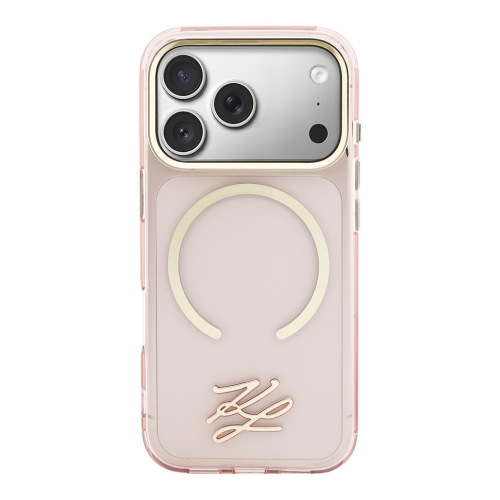 Karl Lagerfeld для iPhone 17 Pro чехол IML Initials Metal logo & Camera прозрачный/розовый (MagSafe)