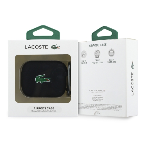 Lacoste для AirPods Pro 3 чехол Liquid silicone Croc Logo Black