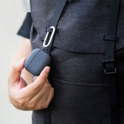 Чехол Uniq NEXO Liquid silicone +carabin +Sports ear hooks для AirPods 3 (2021), серый