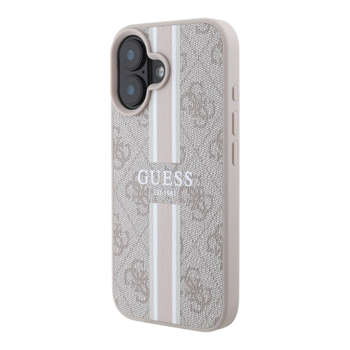 Guess для iPhone 16 чехол PU 4G Stripes Hard Pink (MagSafe)
