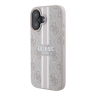 Guess для iPhone 16 чехол PU 4G Stripes Hard Pink (MagSafe)