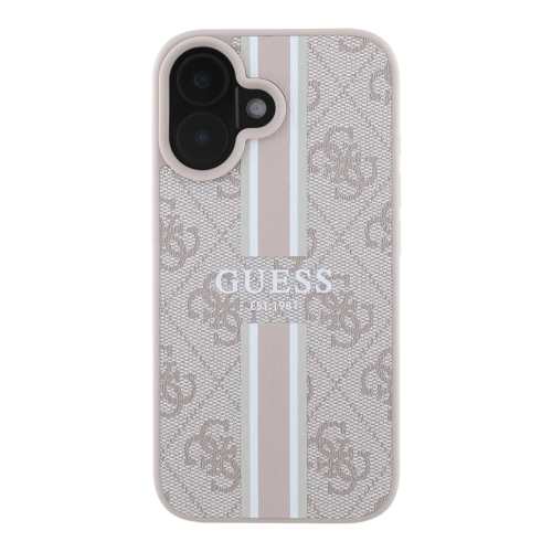 Guess для iPhone 16 чехол PU 4G Stripes Hard Pink (MagSafe)