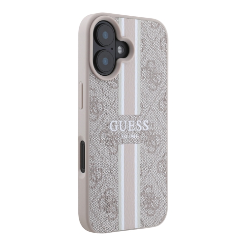 Guess для iPhone 16 чехол PU 4G Stripes Hard Pink (MagSafe)