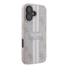 Guess для iPhone 16 чехол PU 4G Stripes Hard Pink (MagSafe)