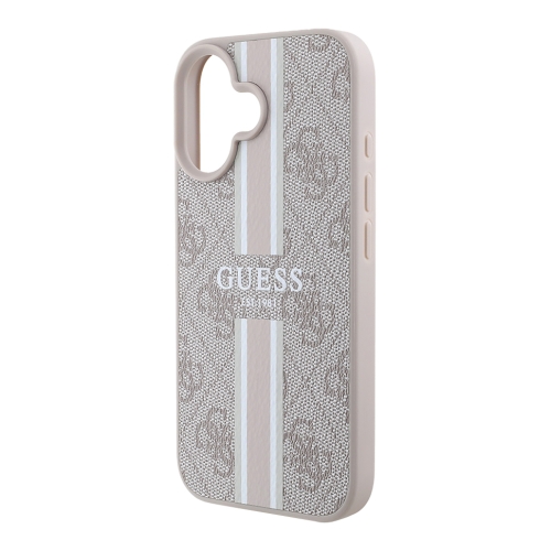 Guess для iPhone 16 чехол PU 4G Stripes Hard Pink (MagSafe)