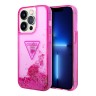 Чехол Guess Liquid glitter Triangle logo Hard Translucent для iPhone 14 Pro Max, фуксия