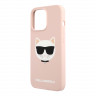 Уценка Чехол Karl Lagerfeld Liquid Silicone Choupette для iPhone 13 Pro Max, розовый