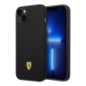 Чехол Ferrari Liquid Silicone with metal logo Hard для iPhone 14, черный (MagSafe)