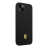 Чехол Ferrari Liquid Silicone with metal logo Hard для iPhone 14, черный (MagSafe)
