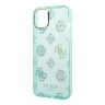 Чехол Guess Peony glitter Electroplated camera Hard для iPhone 14, Turquoise