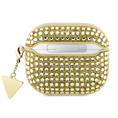 Чехол Guess Diamond Rhinestone with Triangle charm для Airpods 3 (2021), золотой