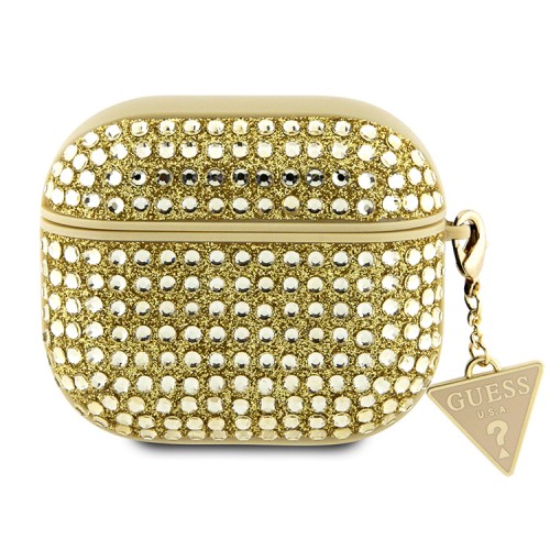 Чехол Guess Diamond Rhinestone with Triangle charm для Airpods 3 (2021), золотой