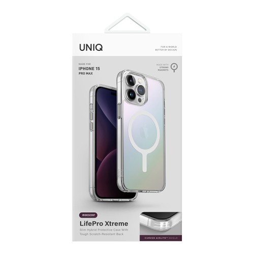 Uniq для iPhone 15 Pro Max чехол Lifepro Xtreme AF Iridescent (MagSafe), матовый-радужный