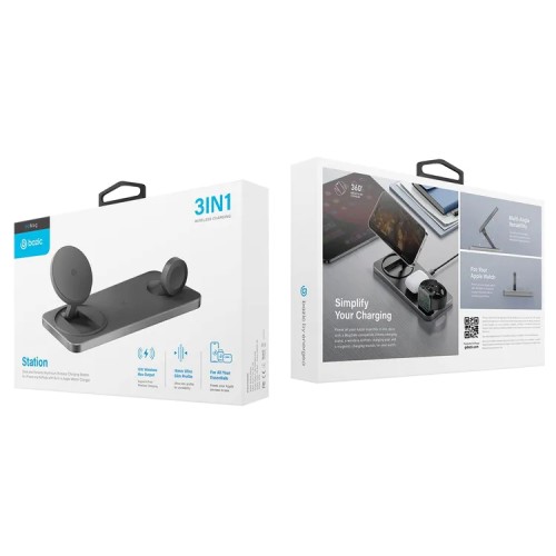 EnergEA Беспроводное СЗУ Bazic GoMag Station 3-in-1 (with Apple watch charger) 15W Grey