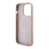 Guess для iPhone 15 Pro чехол PU Saffiano with metal logo Hard Pink (MagSafe)