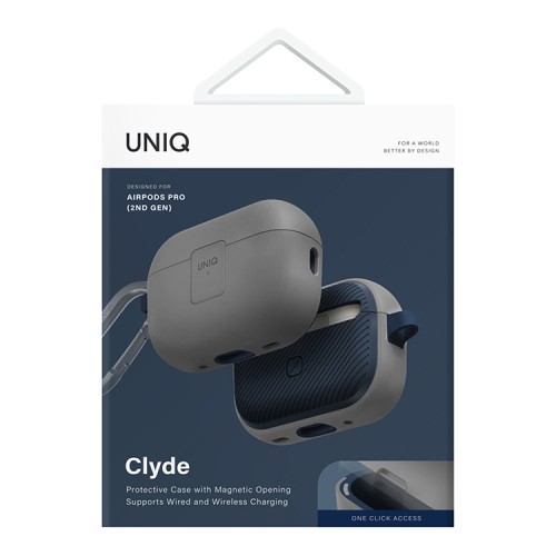 Uniq для Airpods Pro 2 чехол CLYDE Lock case Chalk Grey/Marine Blue