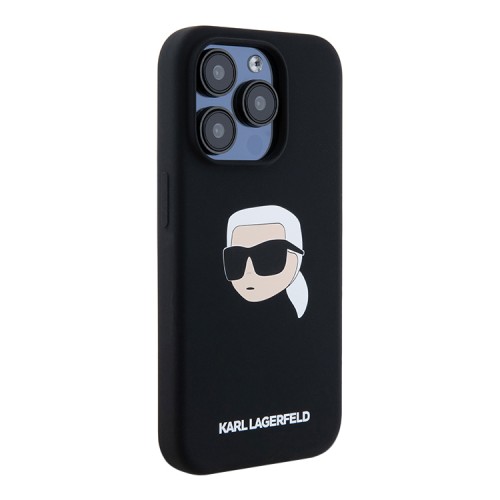 Karl Lagerfeld для iPhone 15 Pro Max чехол Liquid Silicone NFT Karl Head Hard Black (MagSafe)