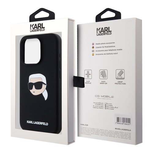 Karl Lagerfeld для iPhone 15 Pro Max чехол Liquid Silicone NFT Karl Head Hard Black (MagSafe)