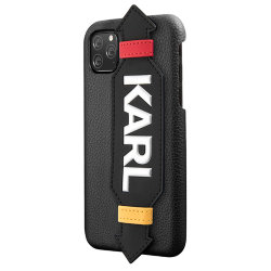 Чехол Karl Lagerfeld PU Leather Strap Karl Logo Hard для iPhone 11 Pro, с ремешком, черный