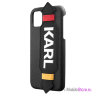 Чехол Karl Lagerfeld PU Leather Strap Karl Logo Hard для iPhone 11 Pro, с ремешком, черный