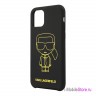Чехол Karl Lagerfeld Liquid silicone Ikonik outlines Hard для iPhone 11 Pro Max, черный/желтый