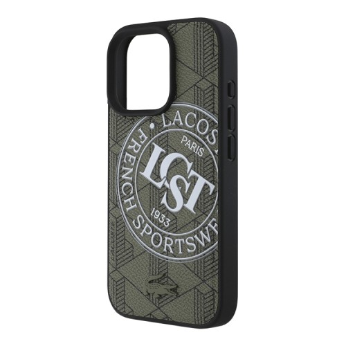 Lacoste для iPhone 16 Pro чехол PC/TPU&PVC Sportswear Khaki (MagSafe)