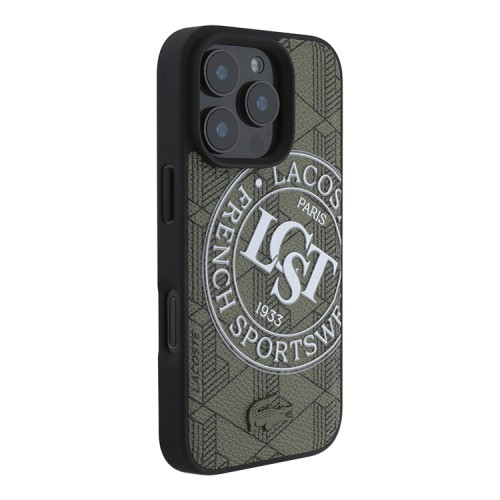 Lacoste для iPhone 16 Pro чехол PC/TPU&PVC Sportswear Khaki (MagSafe)