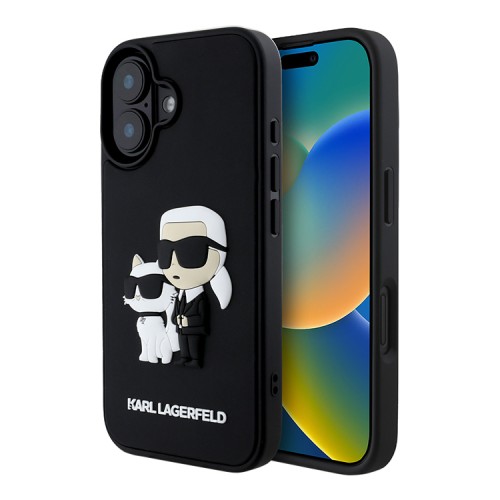 Karl Lagerfeld для iPhone 16 чехол 3D Rubber NFT Karl&Choupette Black